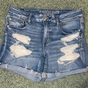 American eagle midi jean shorts